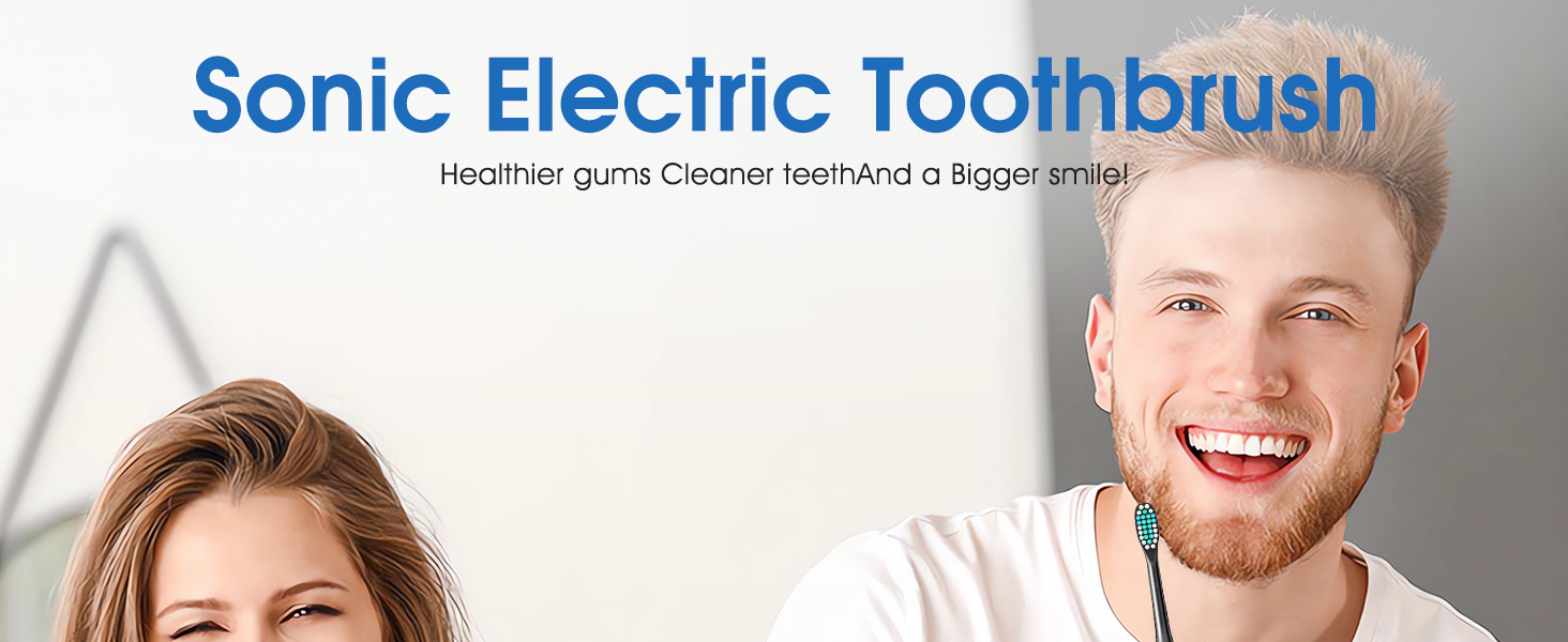Electric Toothbrush, Sonic Type for Adults & Teens, 40000 VPM Electric Motor, 6 Modes, IPX7 Waterproof, 2 Minutes Timer, Wireless Charging, 8 Brush Heads, Travel Case, One Charge for 100 Days (Black) Details 1